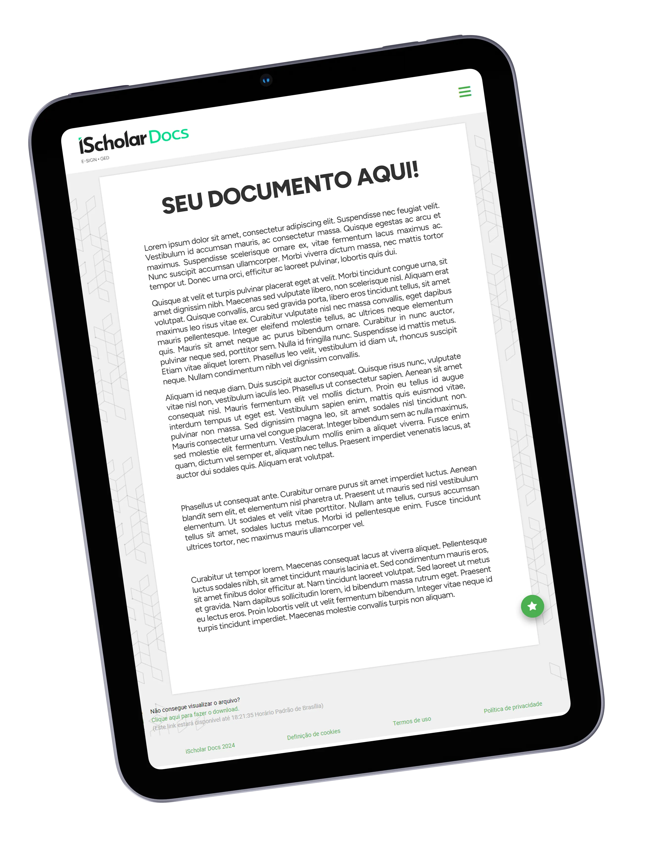 Notebook exibindo uma tela do sistema de gestão iScholar